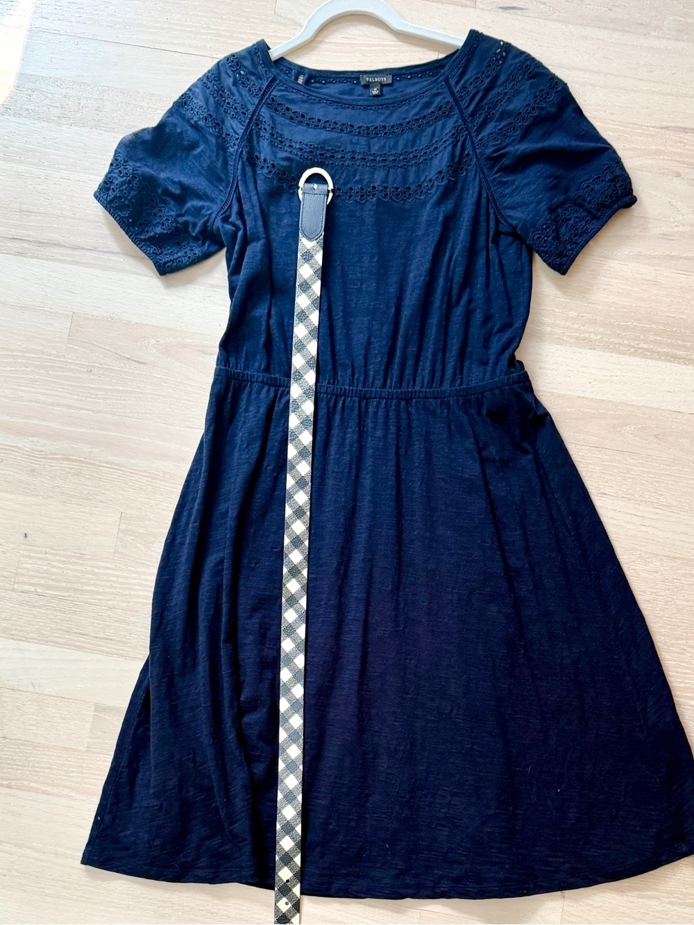 Talbots Navy Eyelet Yoke Girls Dress
